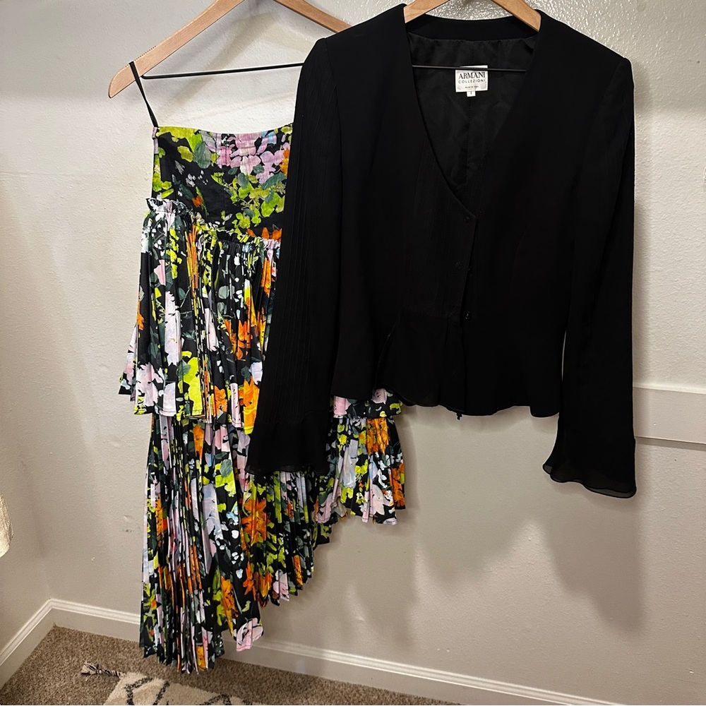 Aje Multicolor Floral Asymmetrical A-Line Skirt